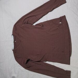 Smartwool Long Sleeve Shirt Womens Size Medium Brown V Neck Base Merino Active